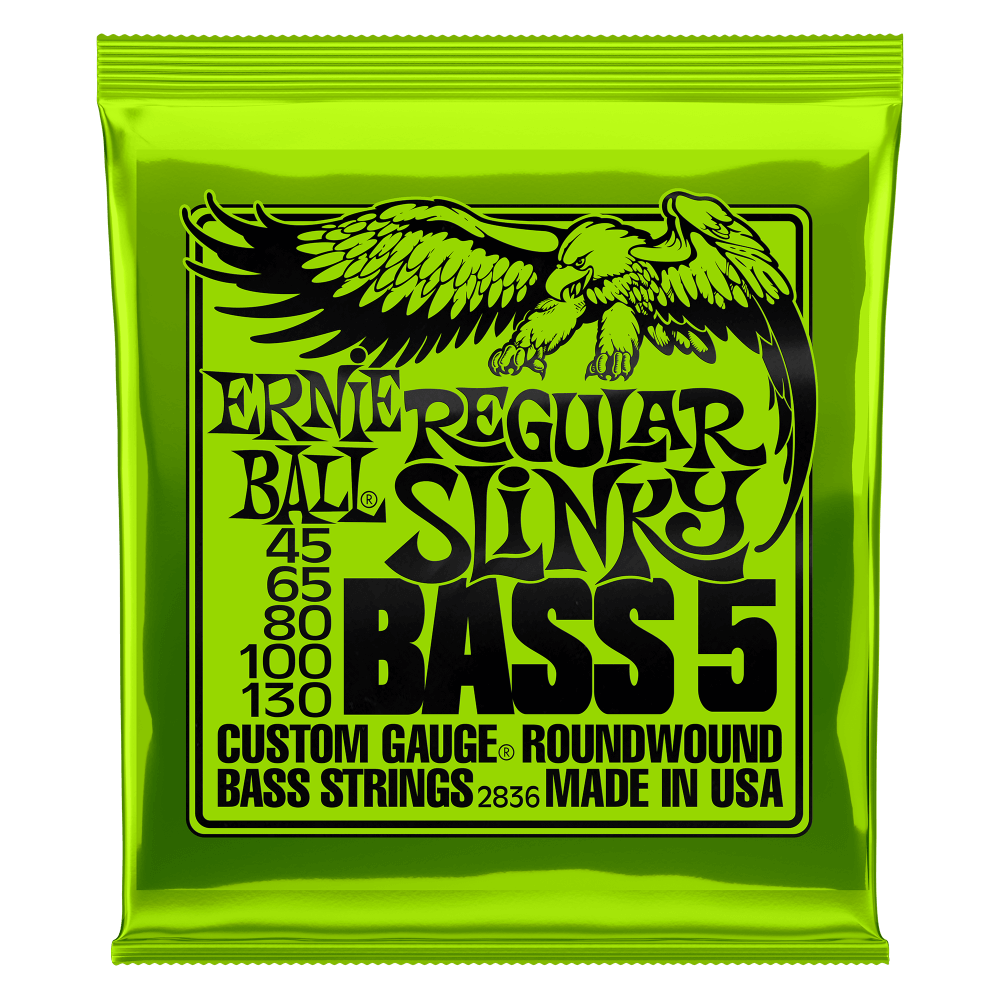 Ernie Ball Regular Slinky 45-130 5 String Nickel Wound Electric Bass Guitar Strings Set