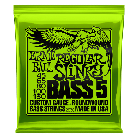 Ernie Ball Regular Slinky 45-130 5 String Nickel Wound Electric Bass Guitar Strings Set