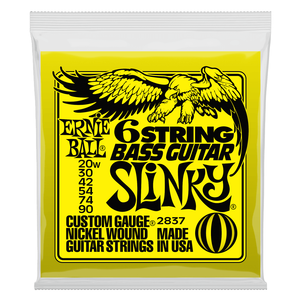 Ernie Ball 6 String Bass Slinky 20-90 Small Ball End 29 5/8 Scale Nickel Wound Electric Guitar Strings Set