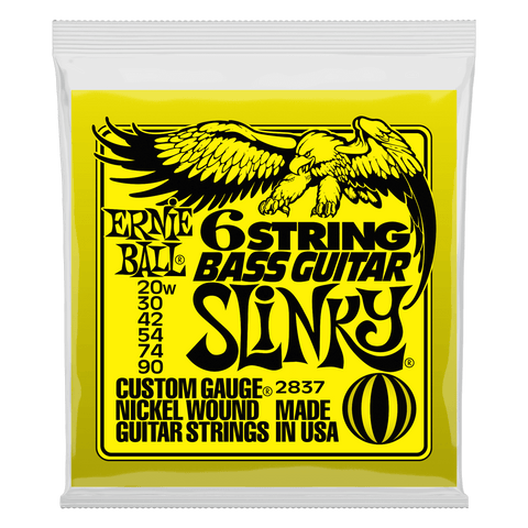 Ernie Ball 6 String Bass Slinky 20-90 Small Ball End 29 5/8 Scale Nickel Wound Electric Guitar Strings Set