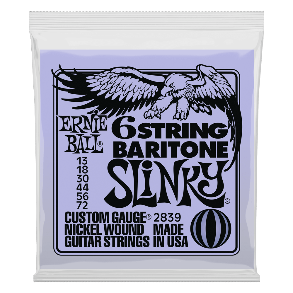 Ernie Ball 6 String Baritone Slinky 13-72 Small Ball End 29 5/8 Scale Nickel Wound Electric Guitar Strings Set