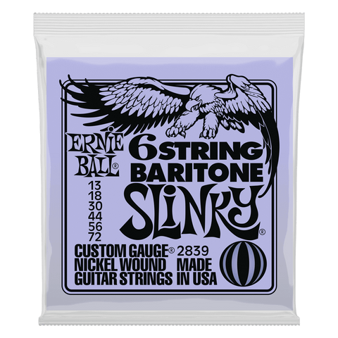 Ernie Ball 6 String Baritone Slinky 13-72 Small Ball End 29 5/8 Scale Nickel Wound Electric Guitar Strings Set