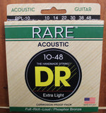 DR Strings Rare RPL10 10-48 Phosphor Bronze Acoustic Guitar Strings